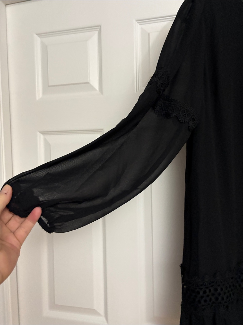 KAFFE NWT Black Lace-Trim Long Sleeve fully lined Dress size 8 - Picture 5 of 11